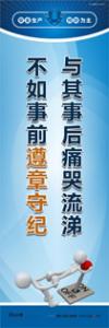 安全宣傳標語 與其事后痛哭流涕 不如事前遵章守紀