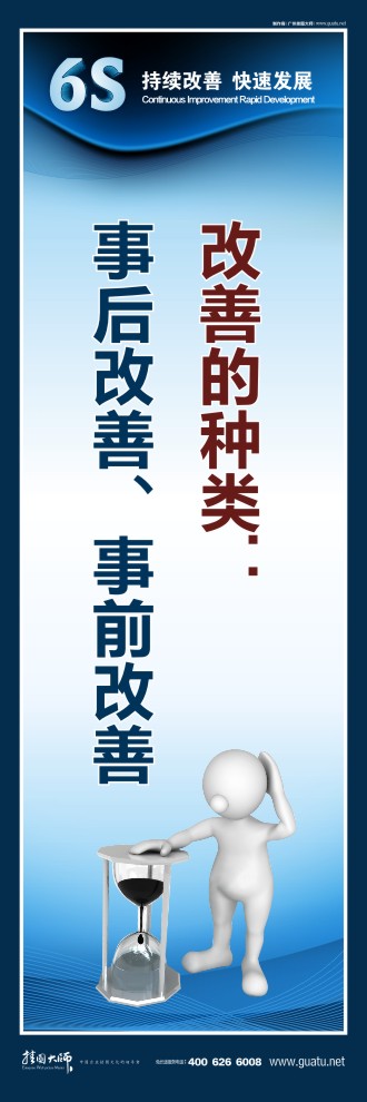 6s管理宣傳標(biāo)語(yǔ) 改善的種類： 事后改善、事前改善