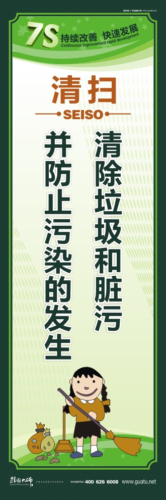 工廠7s標(biāo)語 清除垃圾和臟污 并防止污染發(fā)生