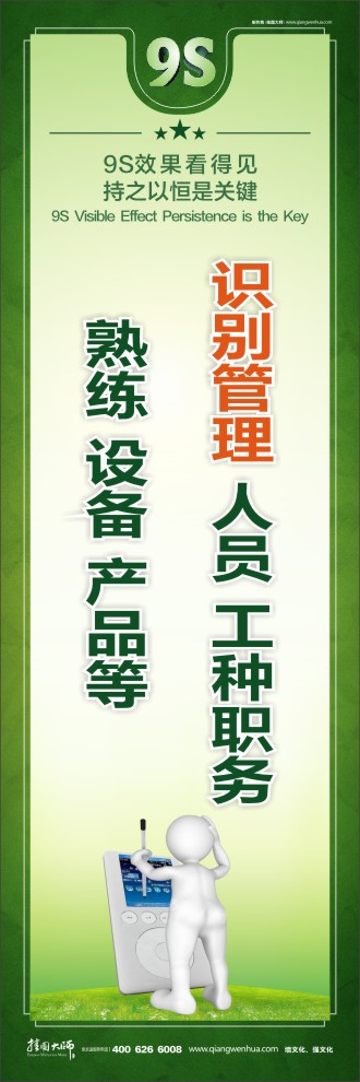 9S識(shí)別管理：人員、工種、職務(wù)、熟練、設(shè)備、產(chǎn)品等