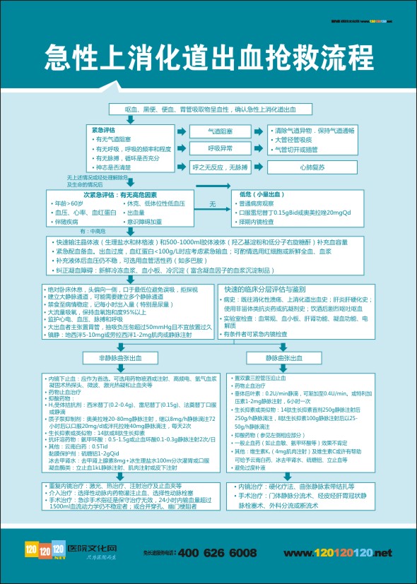 急性上消化道出血搶救流程   醫(yī)院急診搶救流程圖