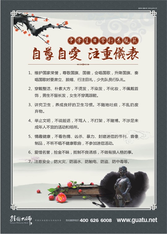 中學(xué)生日常行為規(guī)范：自尊自愛  注重儀表